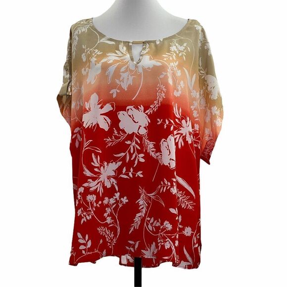Calvin Klein tropical ombre keyhole blouse 3X NWT - Picture 4 of 13